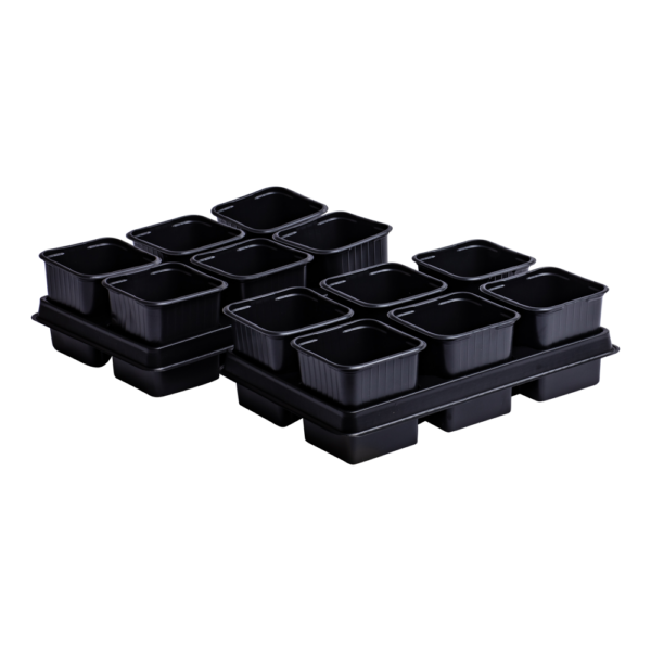 Hobby set pots square 8 cm (12 pcs.) + 2 trays  TB-808/6-S